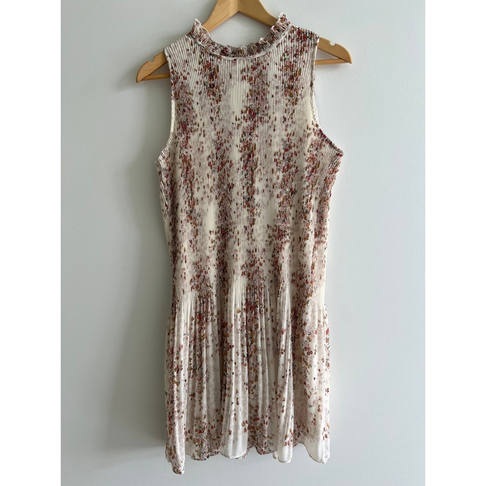 Maison d'Amélie Paris Floral Pleated Mini Dress Cottagecore Coquette L Cream
